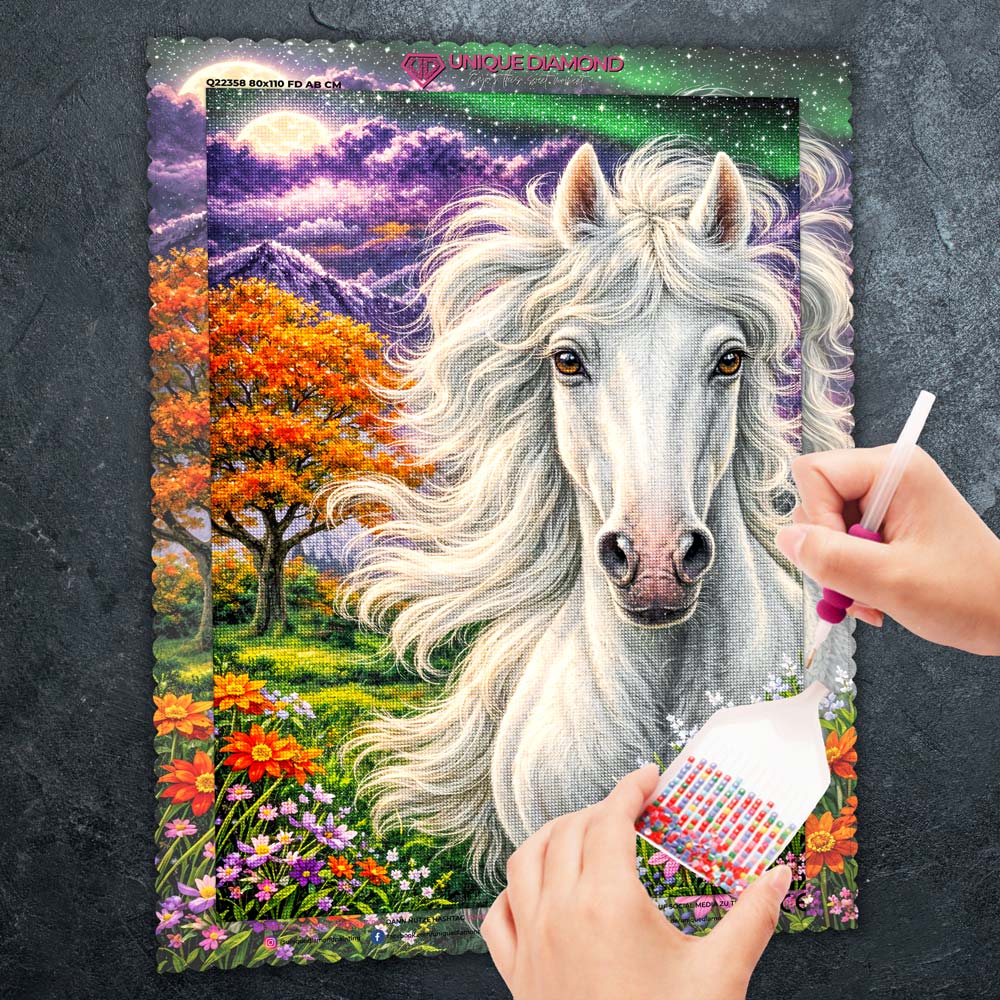 5D Diamond Painting – Majestic White Horse
