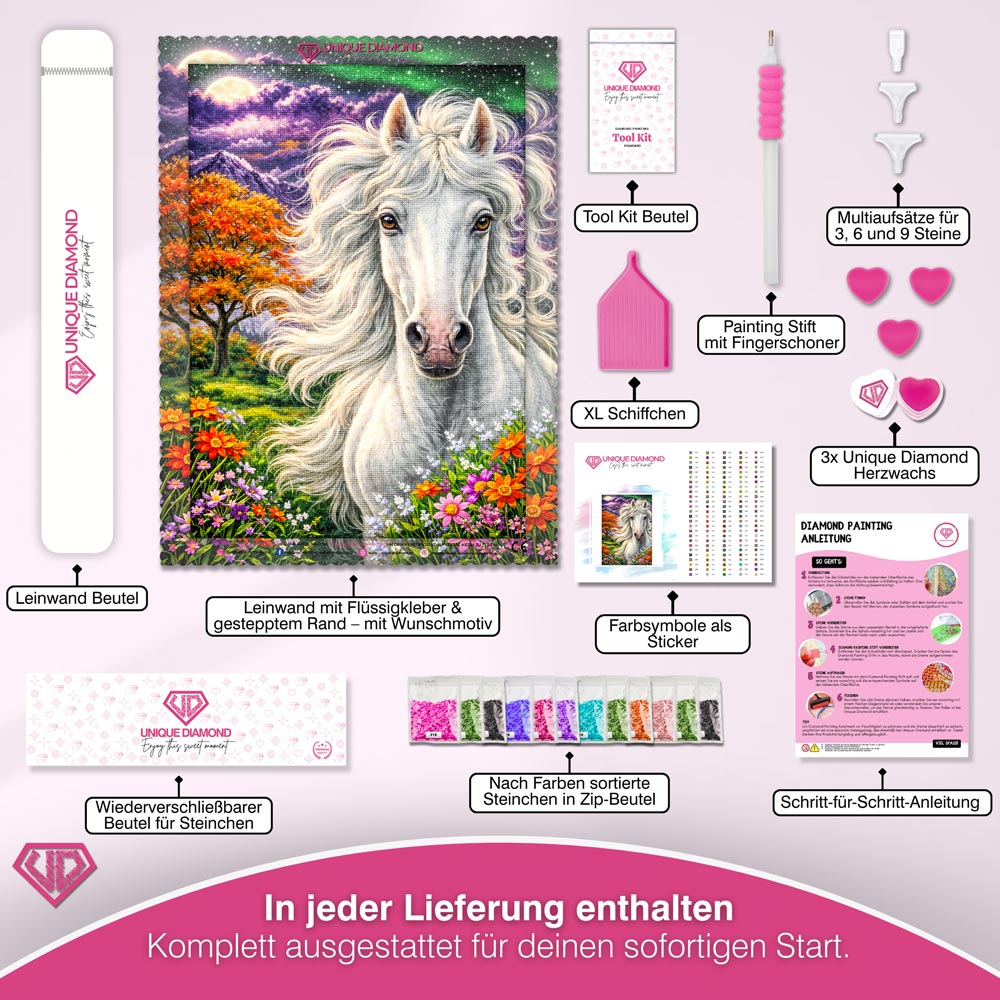 5D Diamond Painting – Majestic White Horse