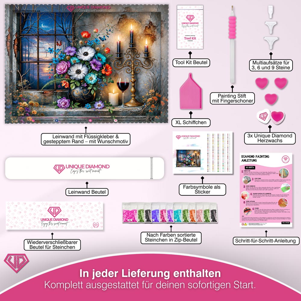 5D Diamond Painting – Midnight Candle Garden