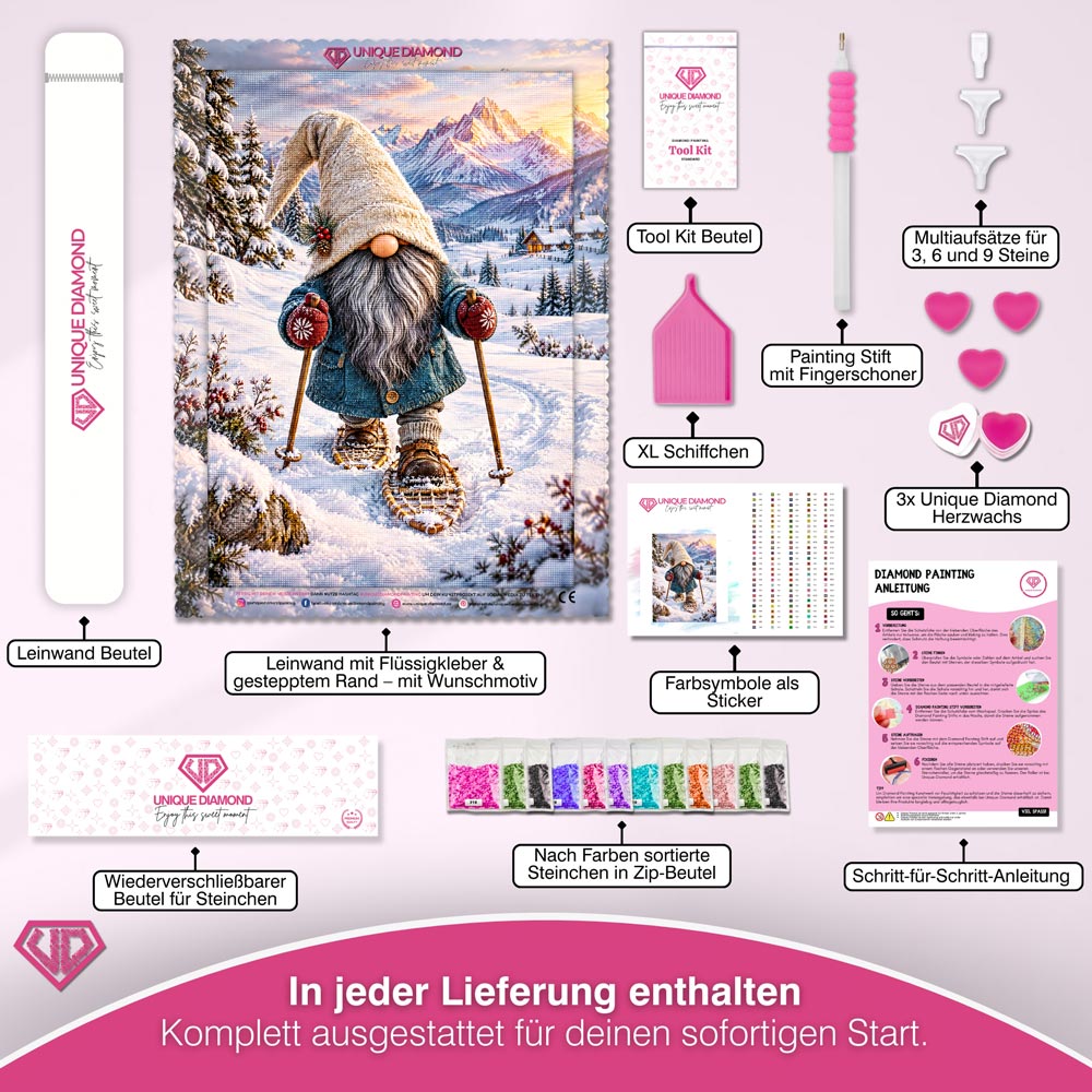 5D Diamond Painting – Mit Schneeschuhen ins Wichtelglück