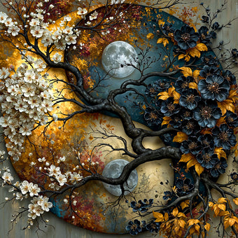 5D Diamond Painting – Mondblüten der Dualität | Unique Diamond