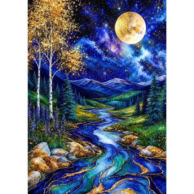 5D Diamond Painting – Mondfluss der Ewigkeit | Unique Diamond