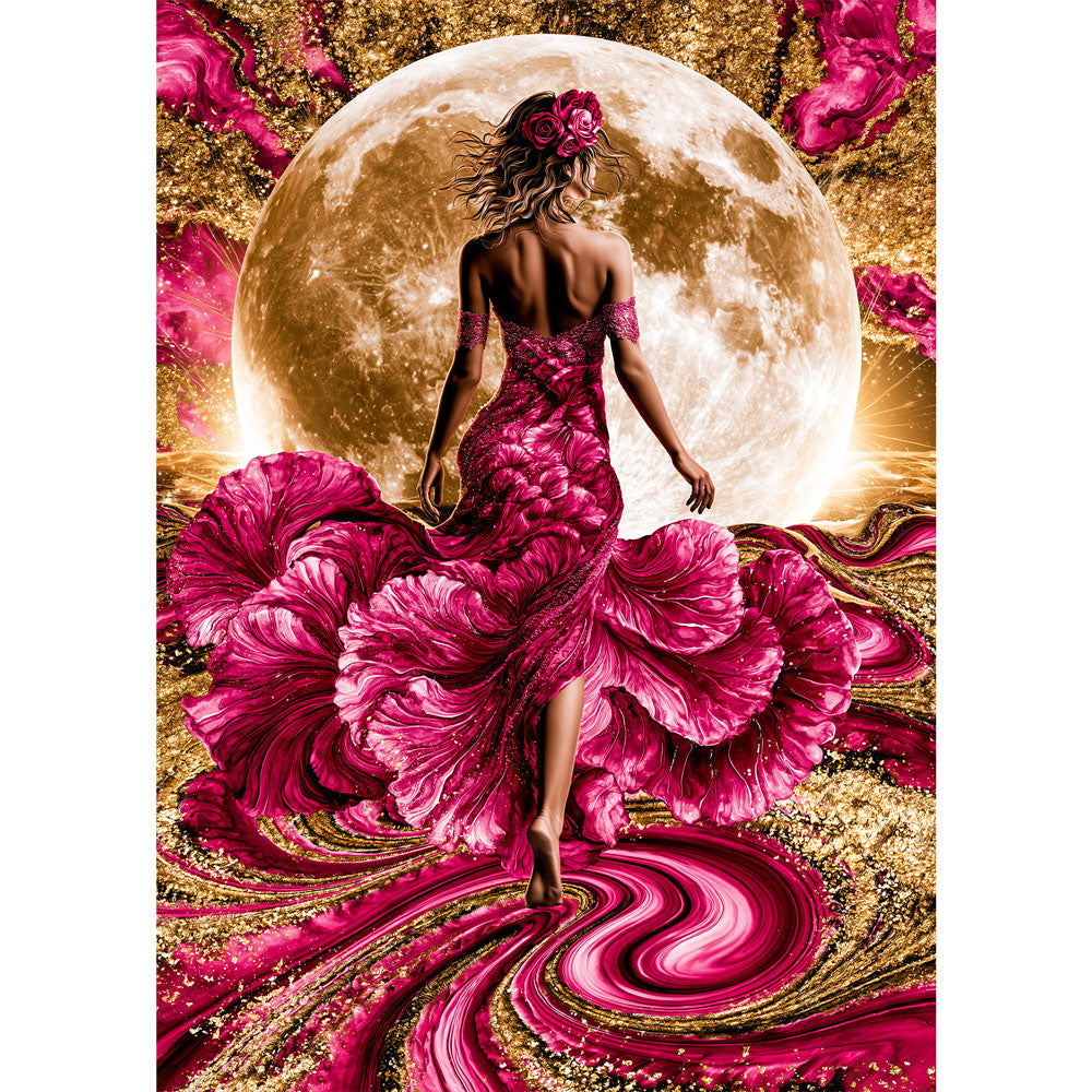 5D Diamond Painting – Mondlicht über dem Blütenmeer | Unique Diamond