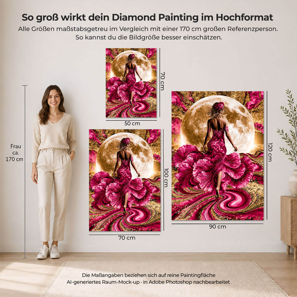 5D Diamond Painting – Mondlicht über dem Blütenmeer