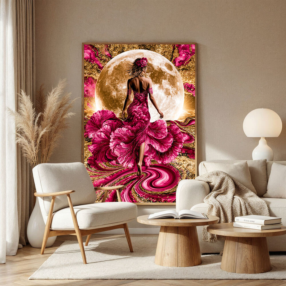 5D Diamond Painting – Mondlicht über dem Blütenmeer