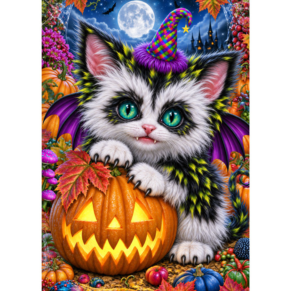 5D Diamond Painting – Mondnacht der kleinen Flederkatze | Unique Diamond