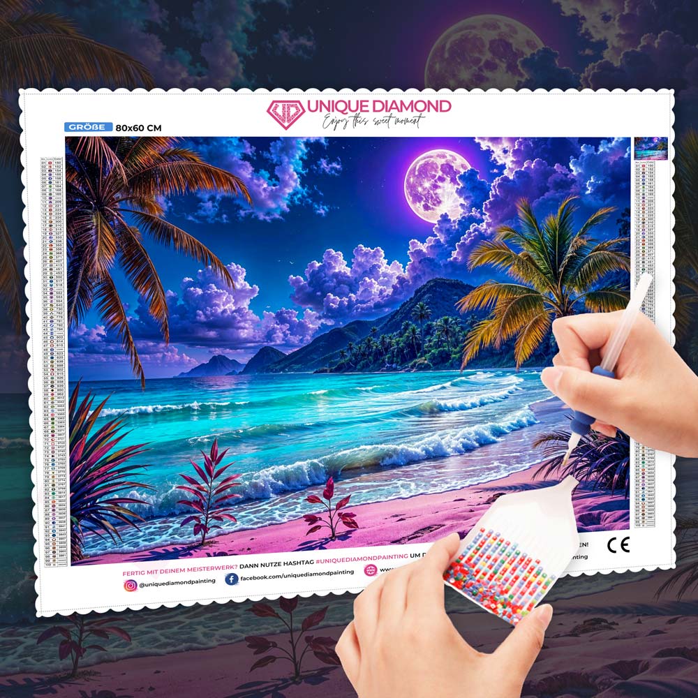 5D Diamond Painting – Mondnacht in Amara Bay, Unique-Diamond
