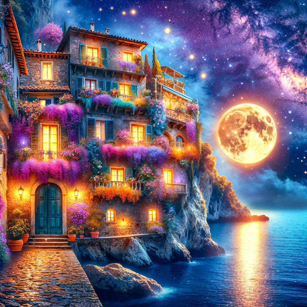 5D Diamond Painting – Mondnacht über Lavinia, Unique-Diamond
