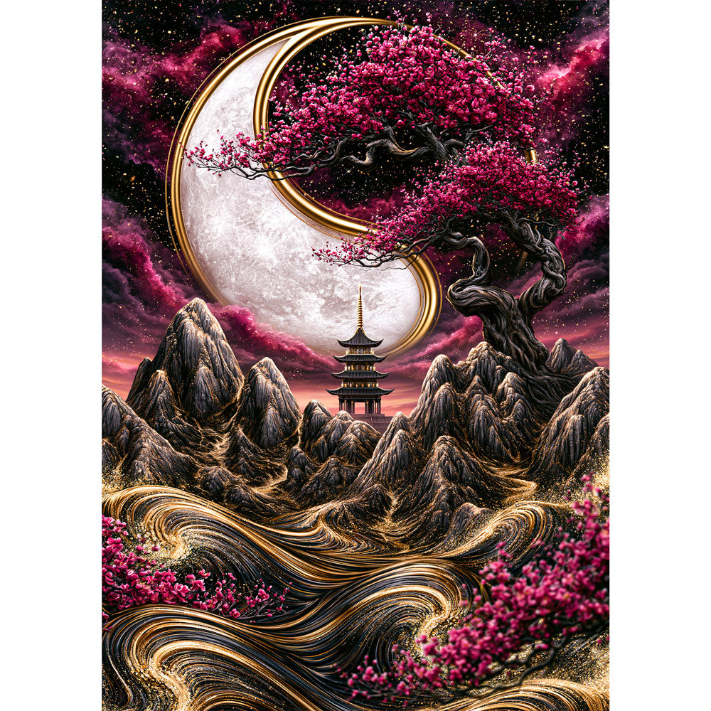 5D Diamond Painting – Mondtempel der Kirschblüten | Unique Diamond