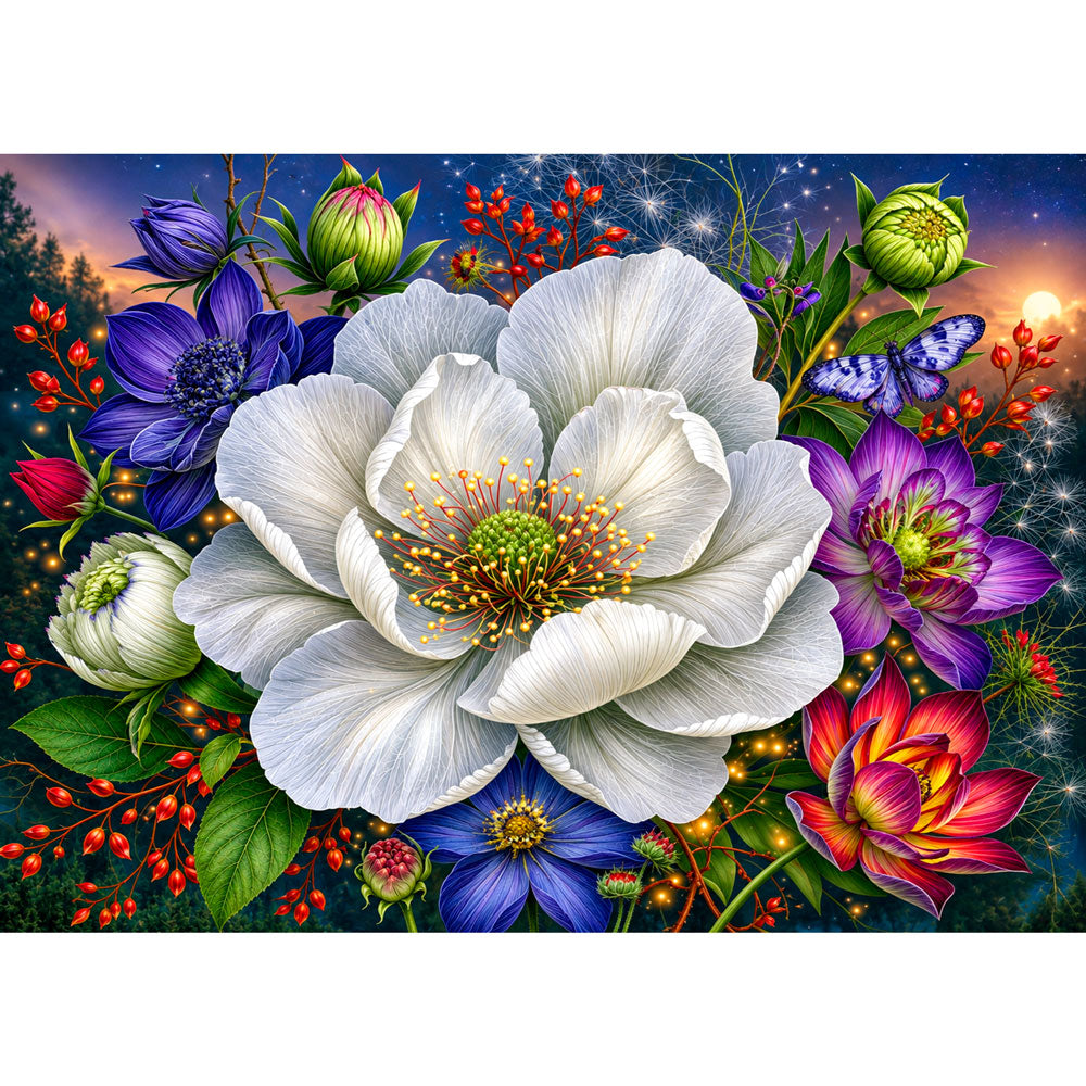 5D Diamond Painting – Moonlit Blossom Garden | Unique Diamond