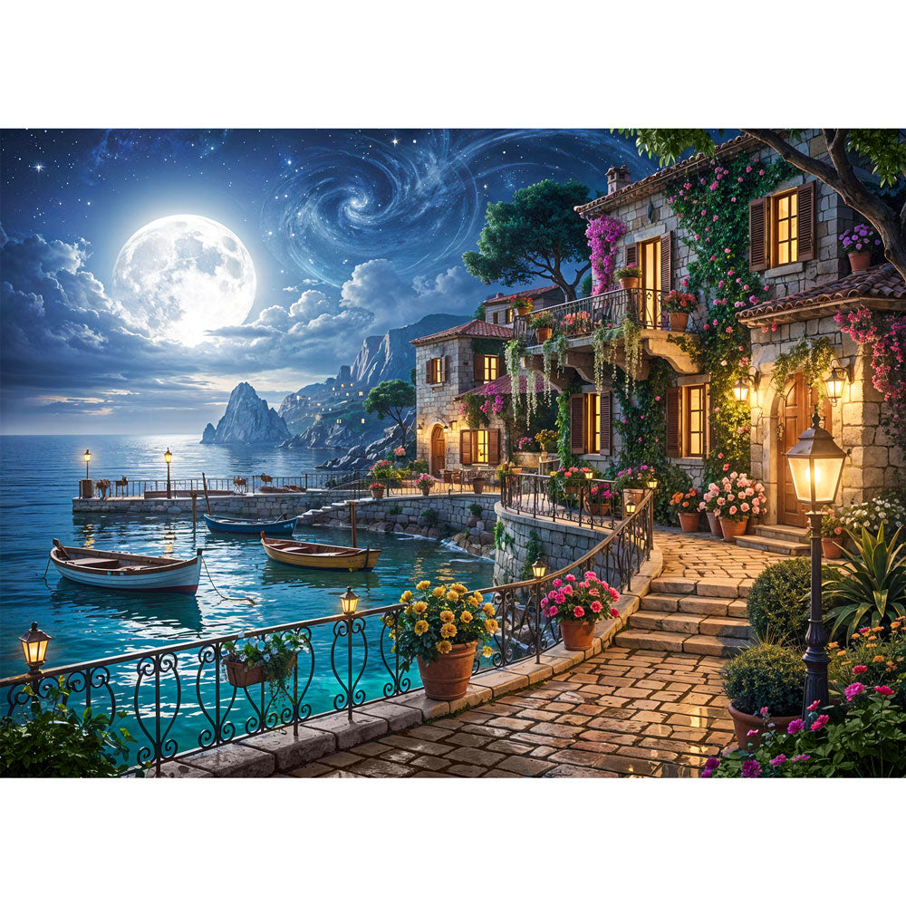 5D Diamond Painting – Moonlit Riviera, Unique-Diamond