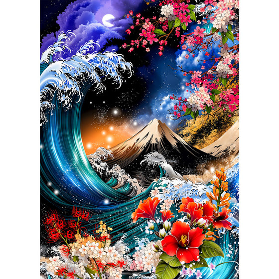 5D Diamond Painting – Moonwave Sakura Eclipse | Unique Diamond