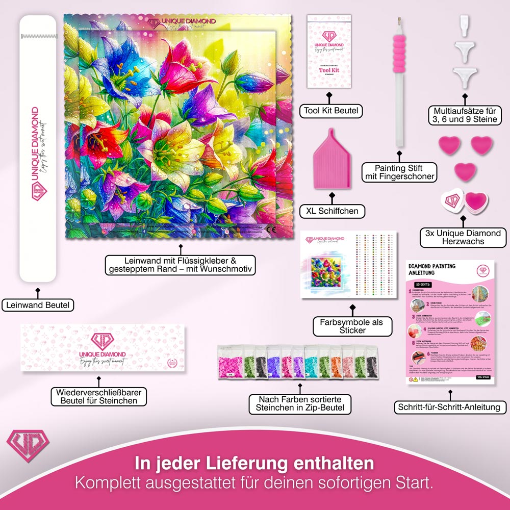 5D Diamond Painting – Morgenglanz im Blütengarten