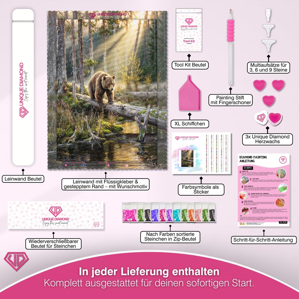 5D Diamond Painting – Morgengold mit Bärenherz Unique-Diamond