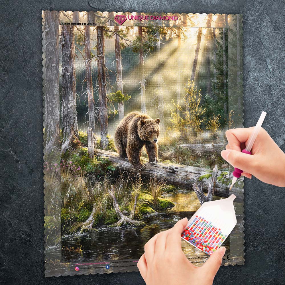 5D Diamond Painting – Morgengold mit Bärenherz Unique-Diamond
