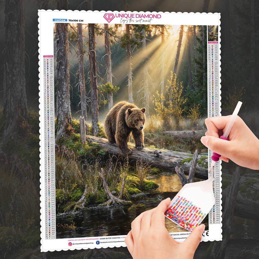5D Diamond Painting – Morgengold mit Bärenherz Unique-Diamond