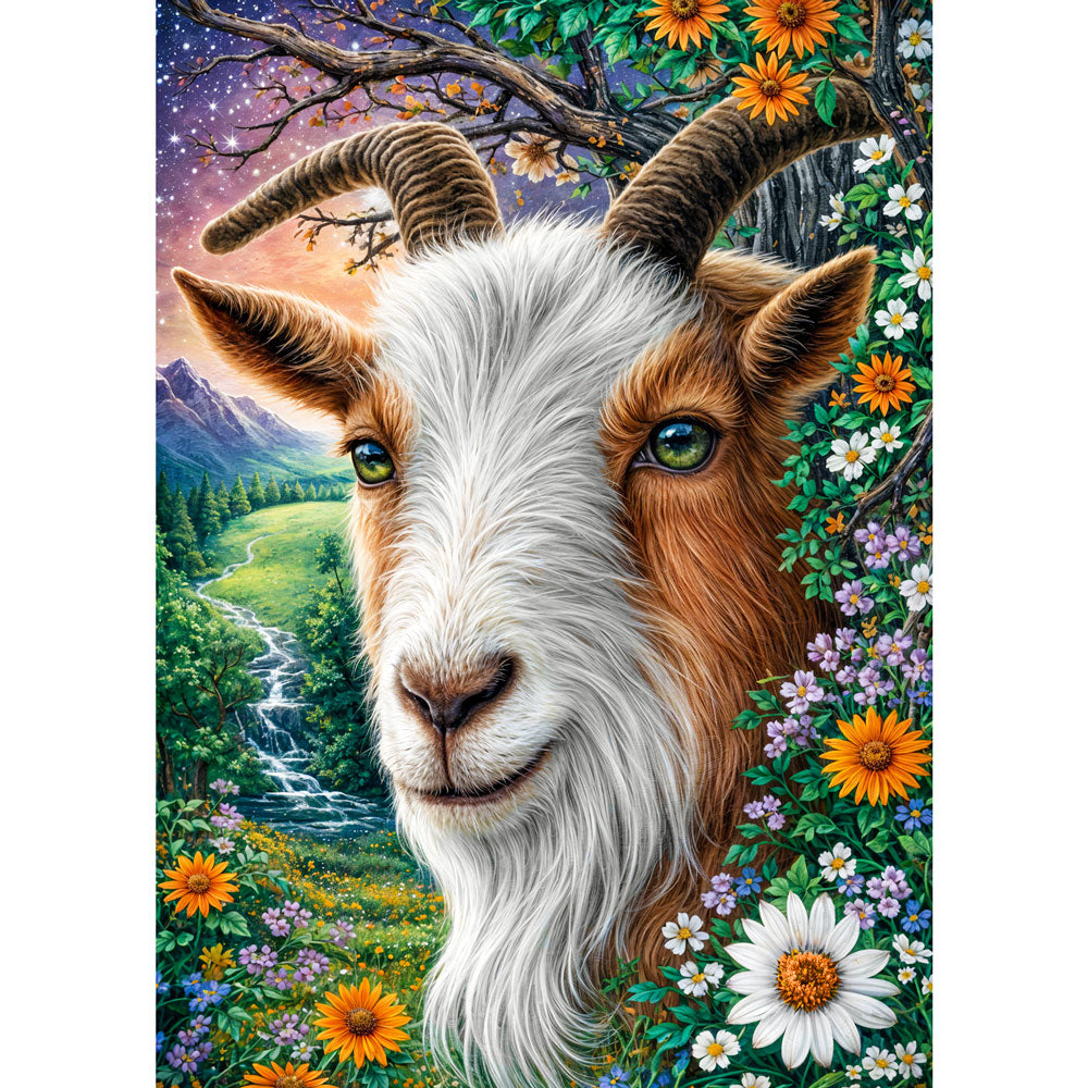 5D Diamond Painting – Mountain Meadow Goat, Unique-Diamond