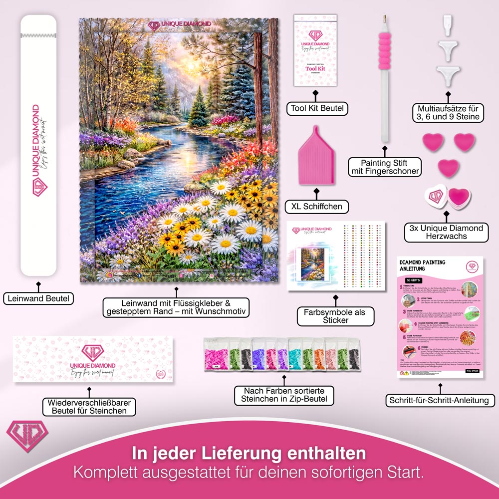 5D Diamond Painting – Mountain River Blossom