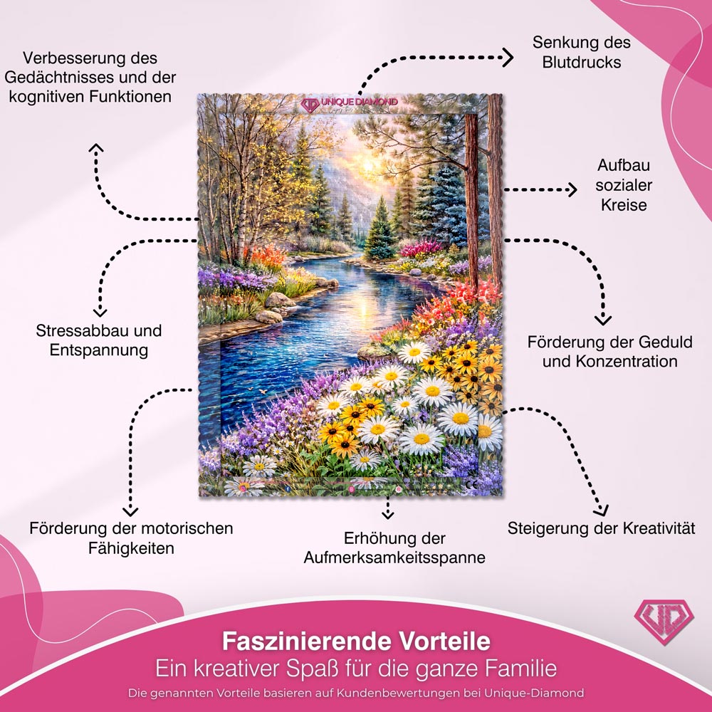 5D Diamond Painting – Mountain River Blossom