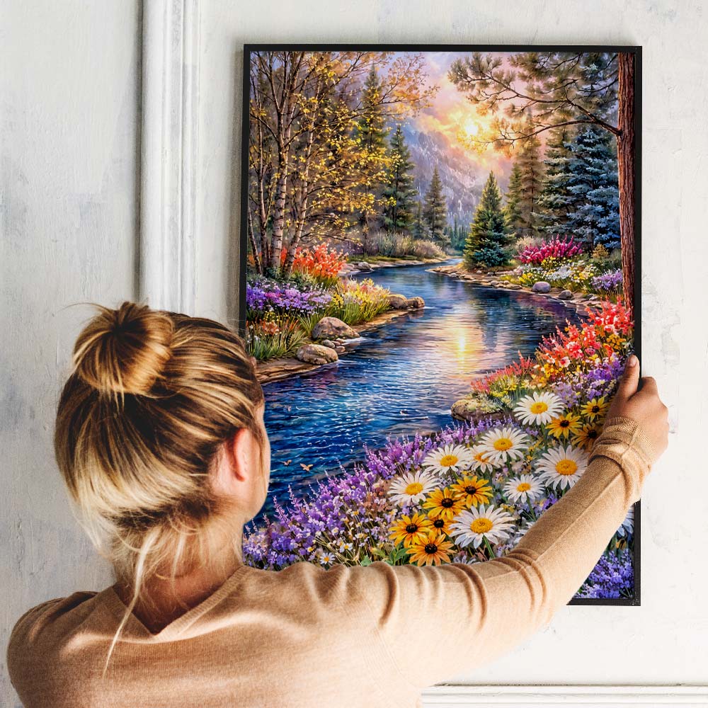 5D Diamond Painting – Mountain River Blossom