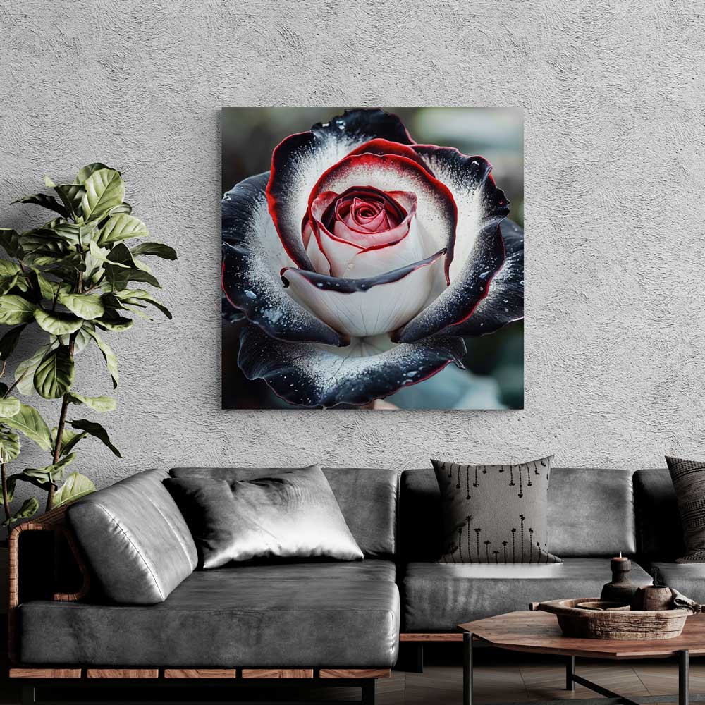5D Diamond Painting – Mystische Schwarz-Weiß-Rose Unique-Diamond