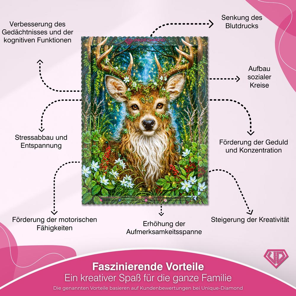 5D Diamond Painting – Mystischer Hirsch im Zauberwald