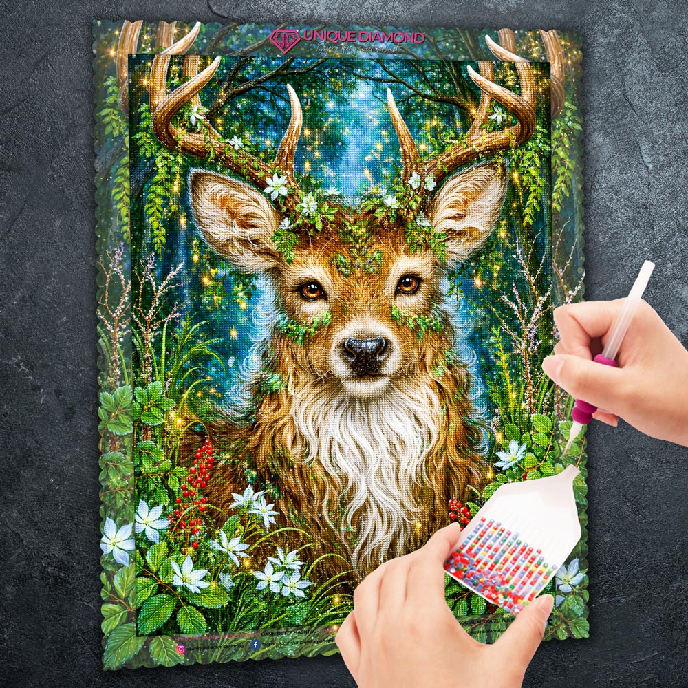 5D Diamond Painting – Mystischer Hirsch im Zauberwald