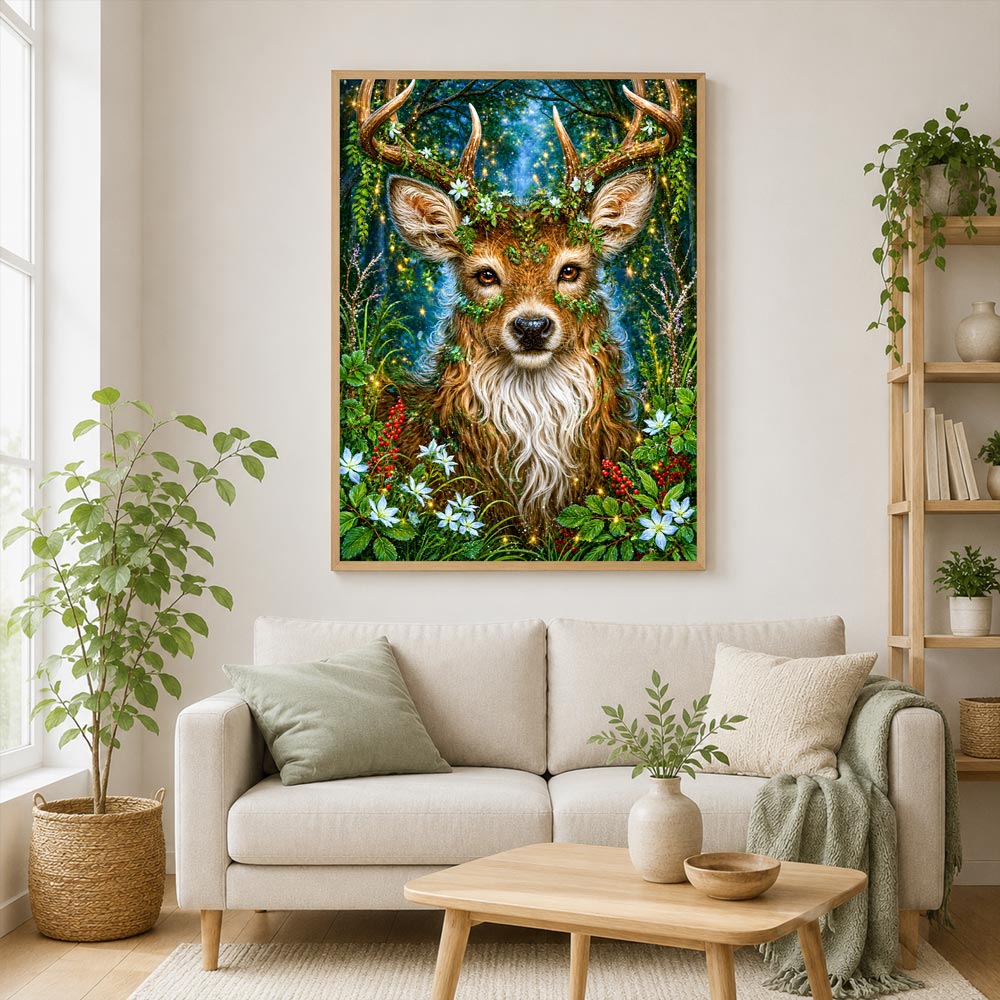 5D Diamond Painting – Mystischer Hirsch im Zauberwald