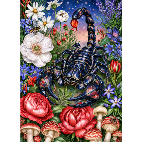 5D Diamond Painting – Mystischer Skorpion im Blütenreich | Unique Diamond