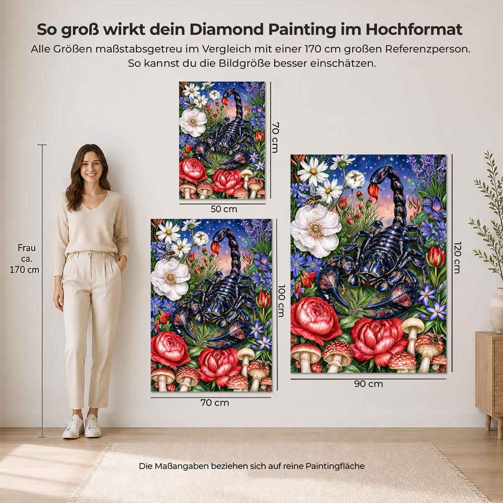 5D Diamond Painting – Mystischer Skorpion im Blütenreich