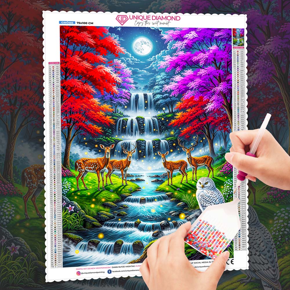 5D Diamond Painting – Nachtzauber im Feenwald, Unique-Diamond