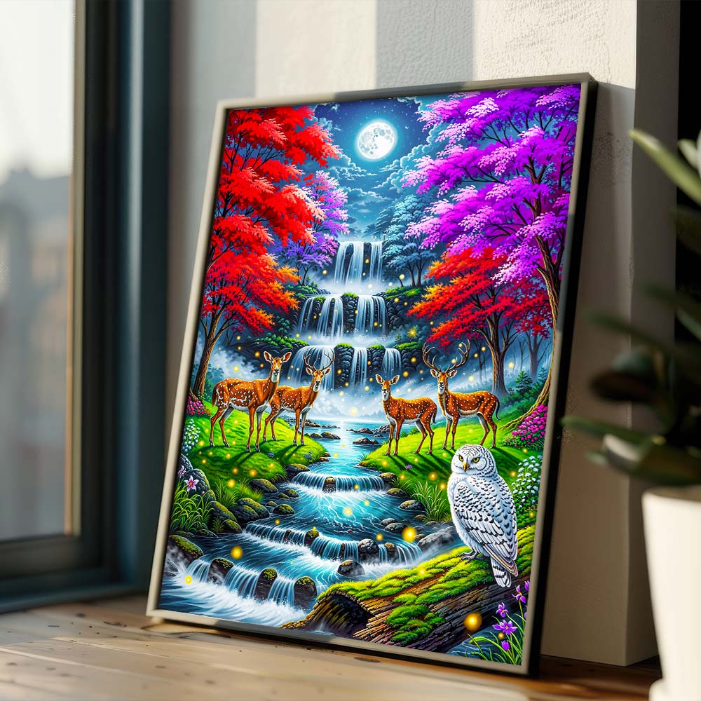 5D Diamond Painting – Nachtzauber im Feenwald, Unique-Diamond