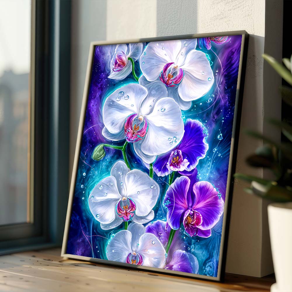 5D Diamond Painting – Orchideen im Licht der Tiefe, Unique-Diamond
