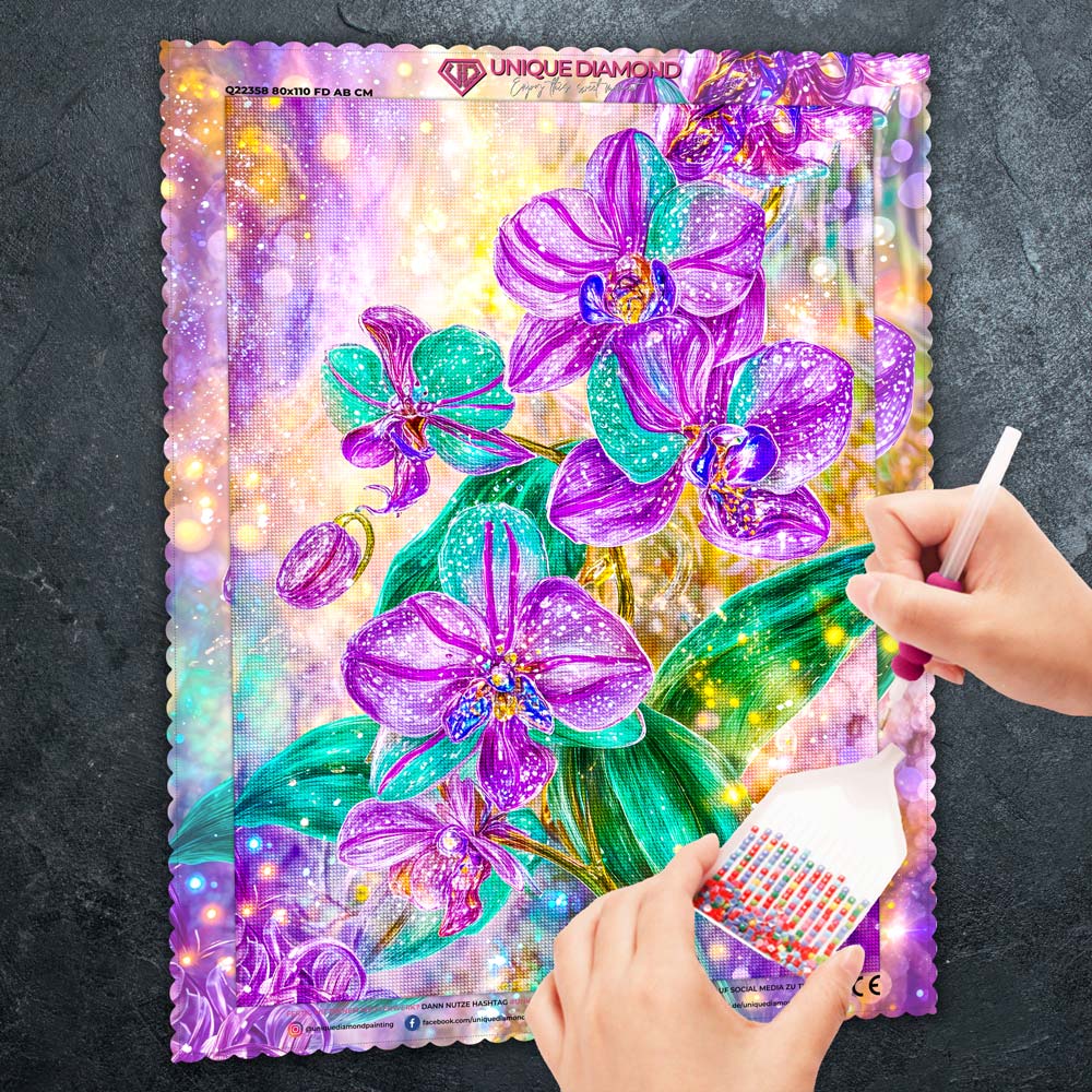 5D Diamond Painting – Orchideenlicht der Fantasie, Unique-Diamond