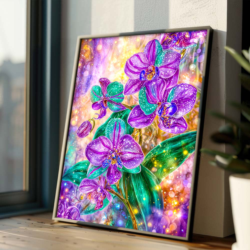 5D Diamond Painting – Orchideenlicht der Fantasie, Unique-Diamond