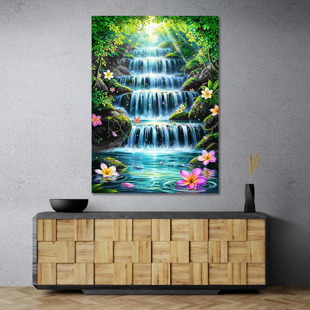 5D Diamond Painting – Paradiesischer Wasserfall Eden, Unique-Diamond