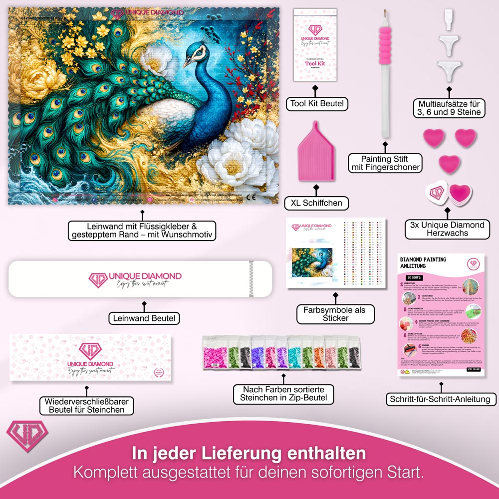 5D Diamond Painting – Peacock of Golden Tides