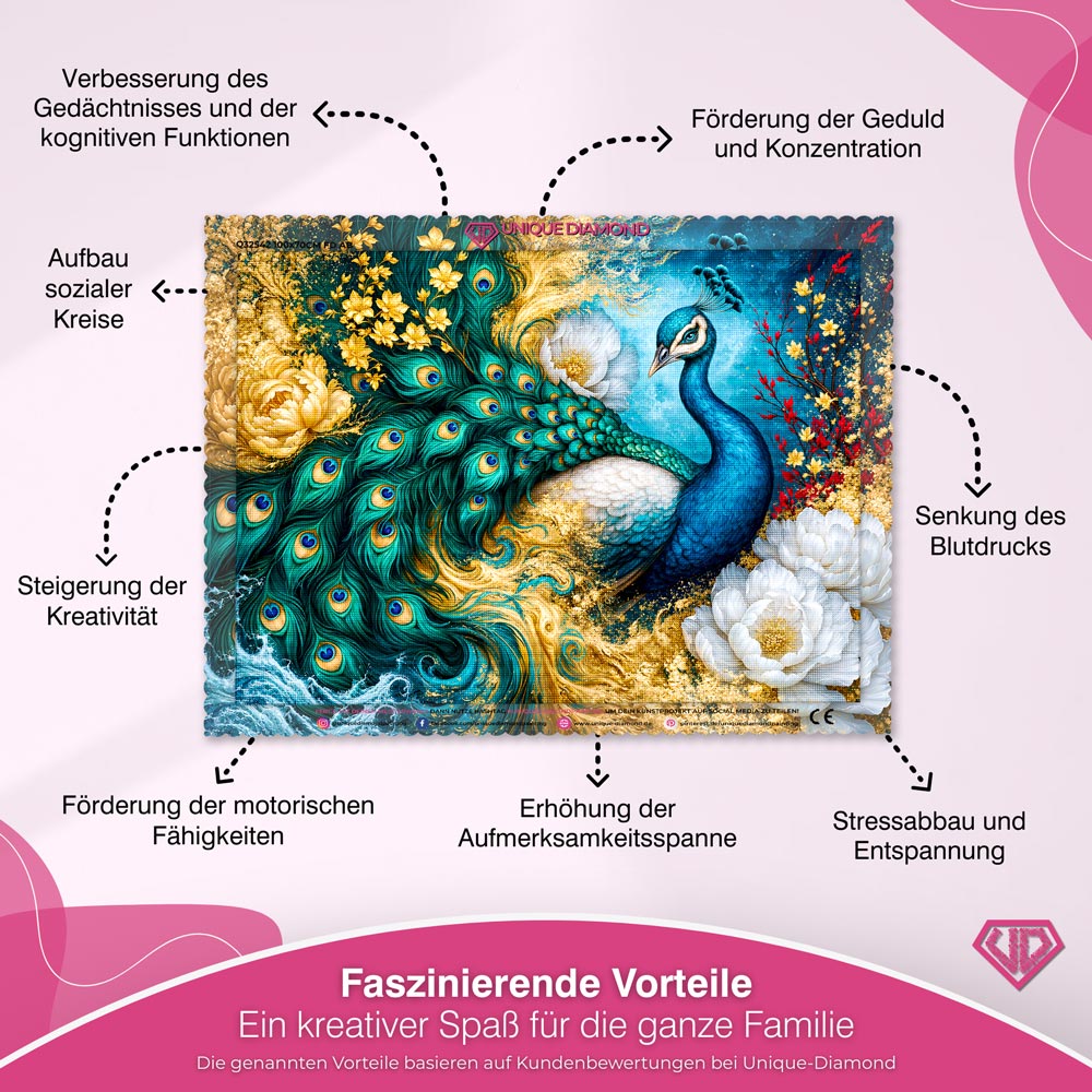 5D Diamond Painting – Peacock of Golden Tides