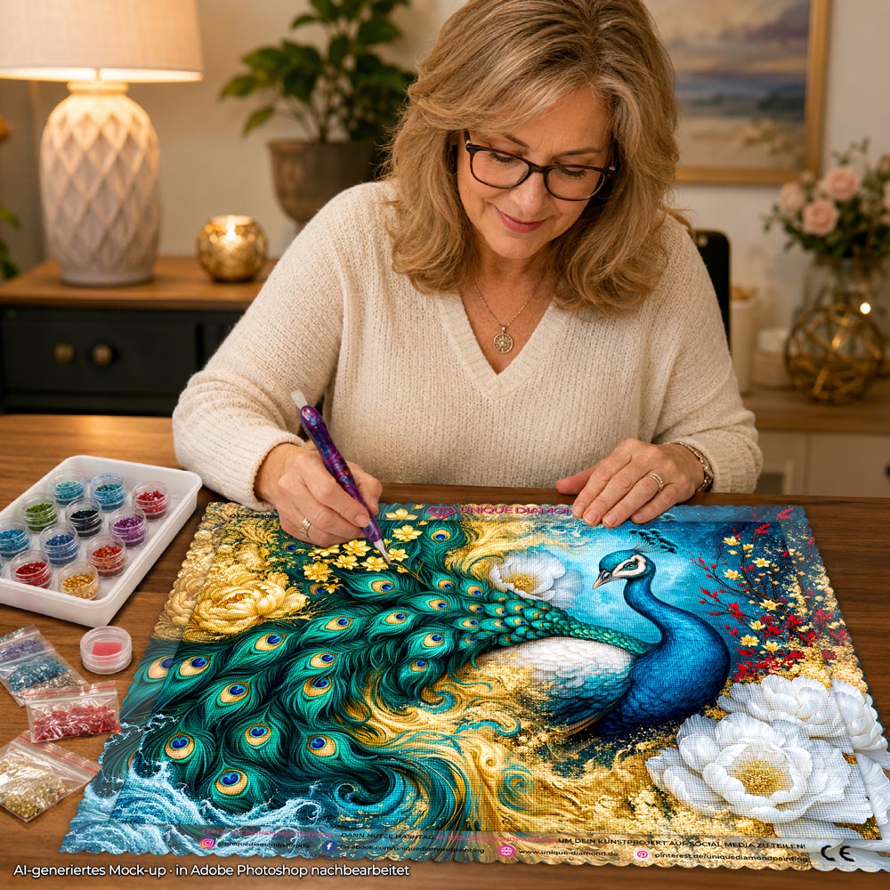 5D Diamond Painting – Peacock of Golden Tides