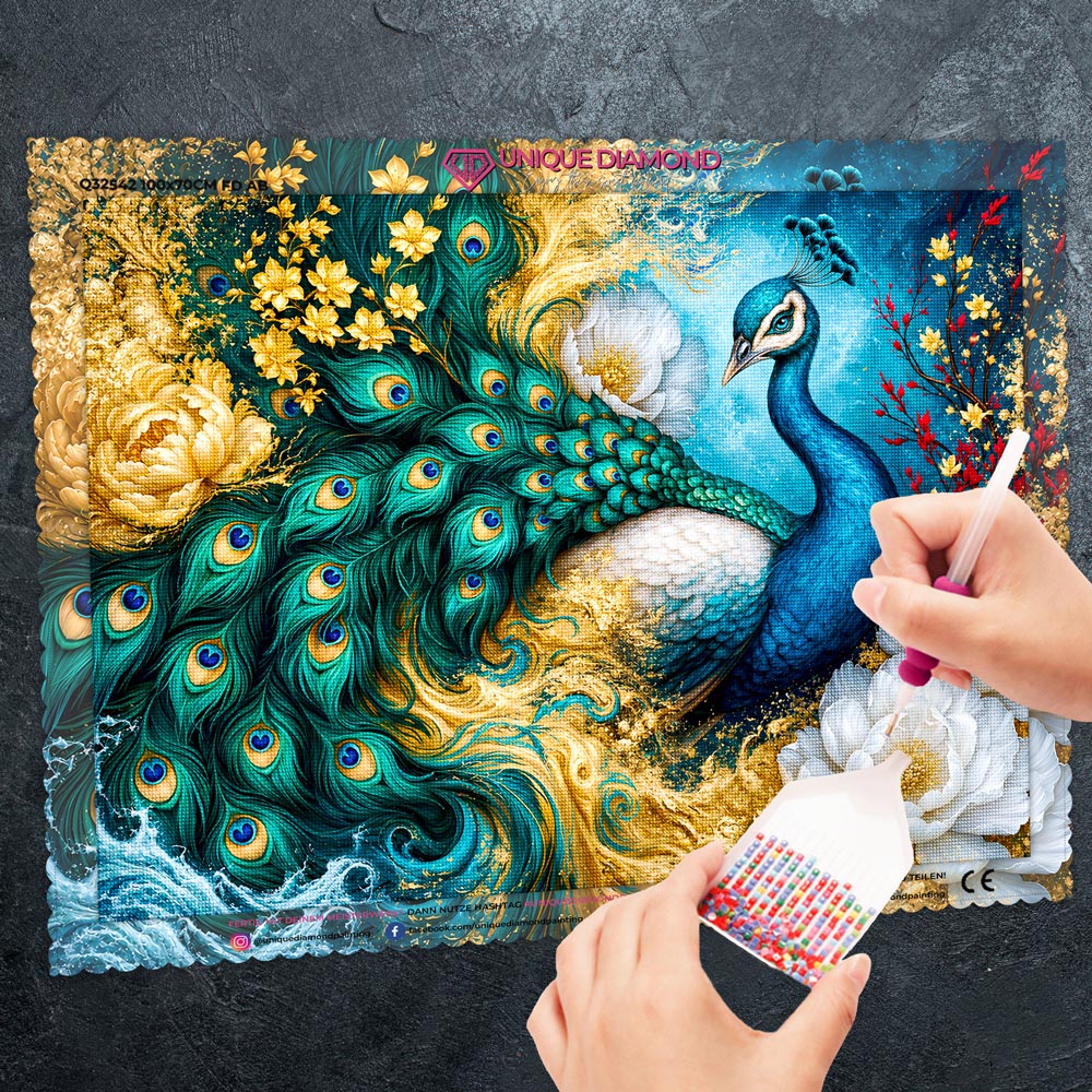5D Diamond Painting – Peacock of Golden Tides