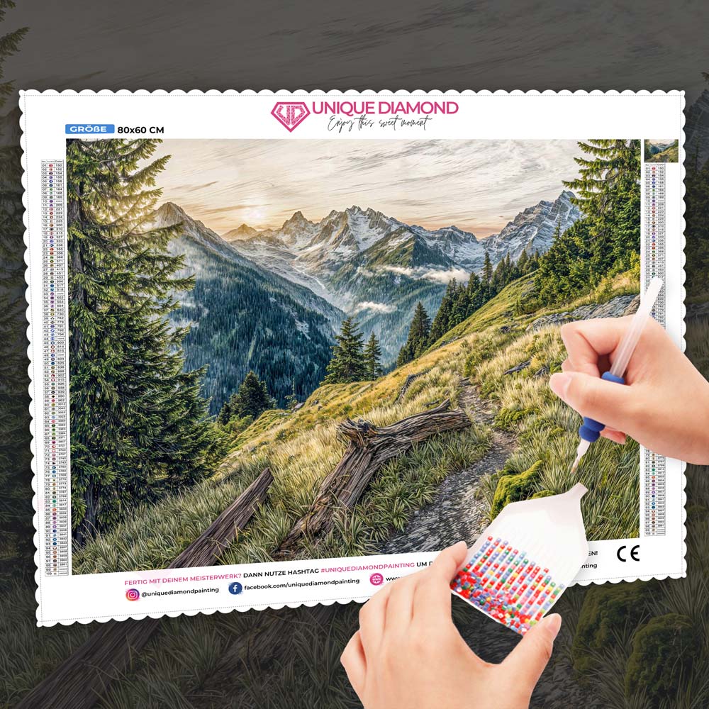 5D Diamond Painting – Pfad der Gipfelträume, Unique-Diamond