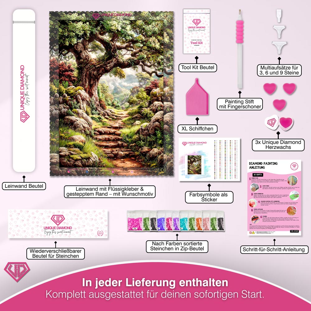 5D Diamond Painting – Pfad des alten Baums Unique-Diamond