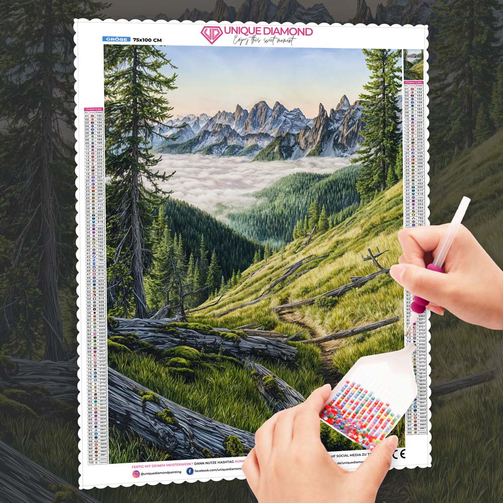 5D Diamond Painting – Pfad über den Wolken, Unique-Diamond