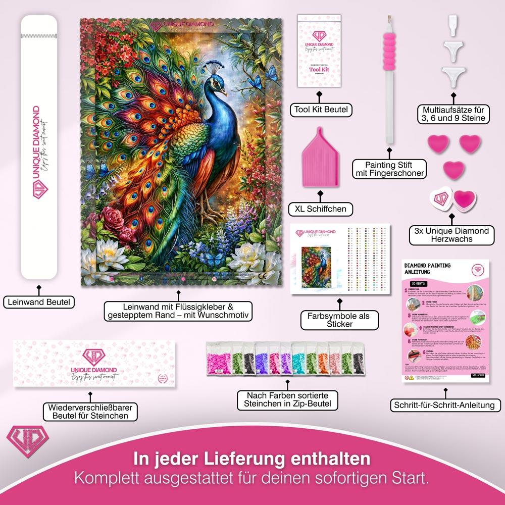 5D Diamond Painting – Pfau der Farbenpracht