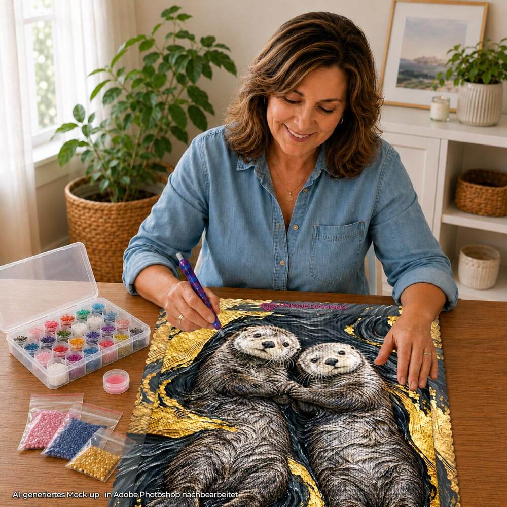 5D Diamond Painting – Pfotenliebe im Goldstrom