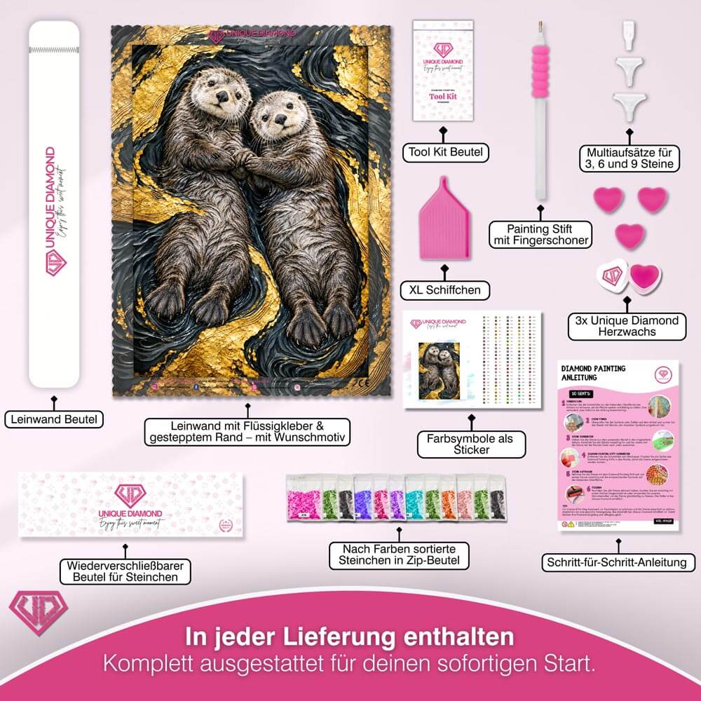 5D Diamond Painting – Pfotenliebe im Goldstrom