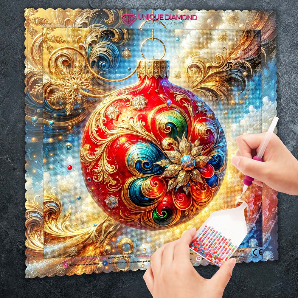 5D Diamond Painting – Prunkvolle Weihnachtskugel im Barockstil, Unique-Diamond