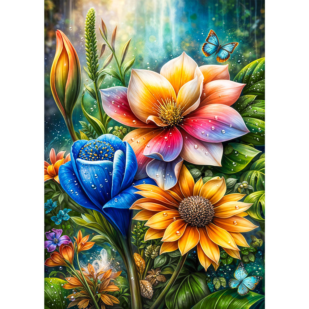 5D Diamond Painting – Radiant Garden Blossoms, Unique-Diamond
