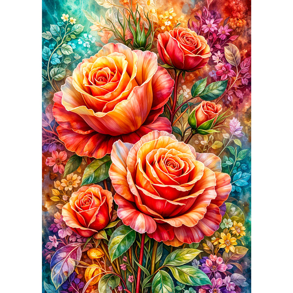 5D Diamond Painting – Radiant Rose Bouquet, Unique-Diamond
