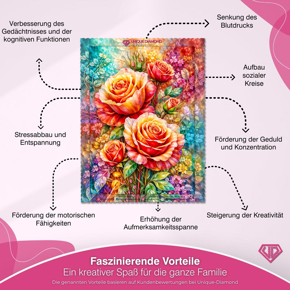 5D Diamond Painting – Radiant Rose Bouquet